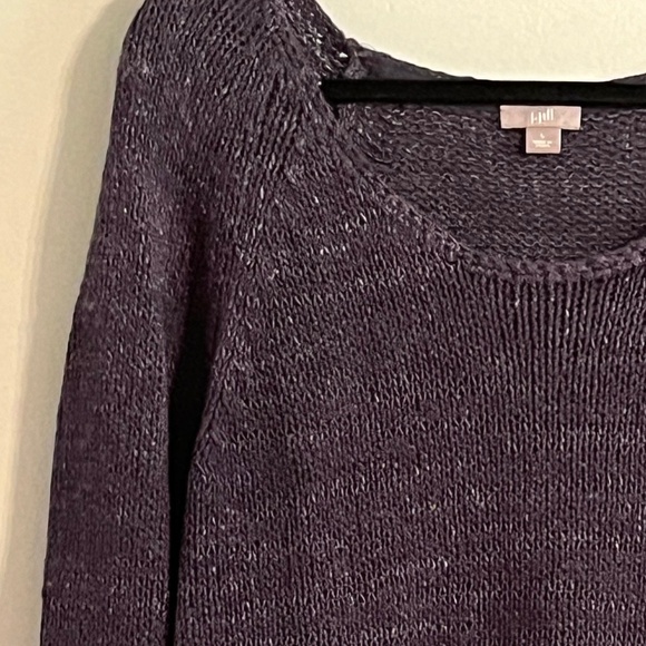 J. Jill  Sweater L Blue Knit Metallic Neutral Cozy Minimalist Preppy Academia - Picture 3 of 15